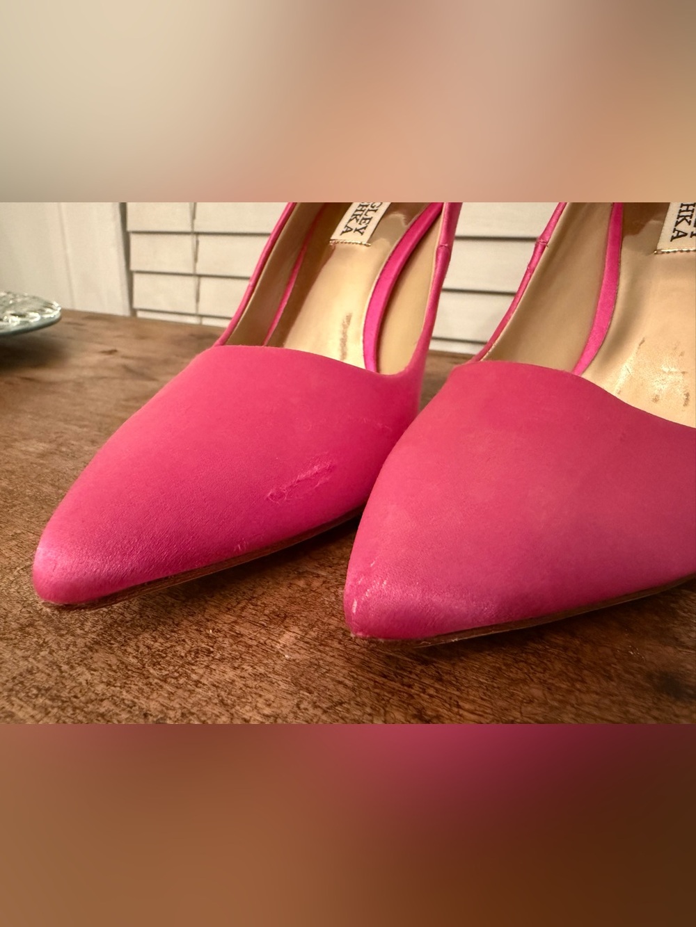 Hot Pink Crystal Embellished Pointed Toe Pumps - Picture 6 of 14